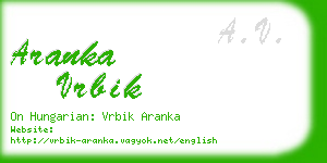 aranka vrbik business card